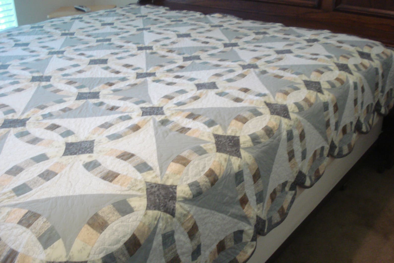 Double Wedding Ring Quilt King Size Hand Stitched Etsy