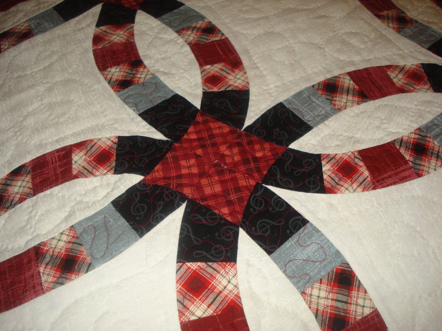 Double Wedding Ring Quilt Queen Hand Quilted Etsy