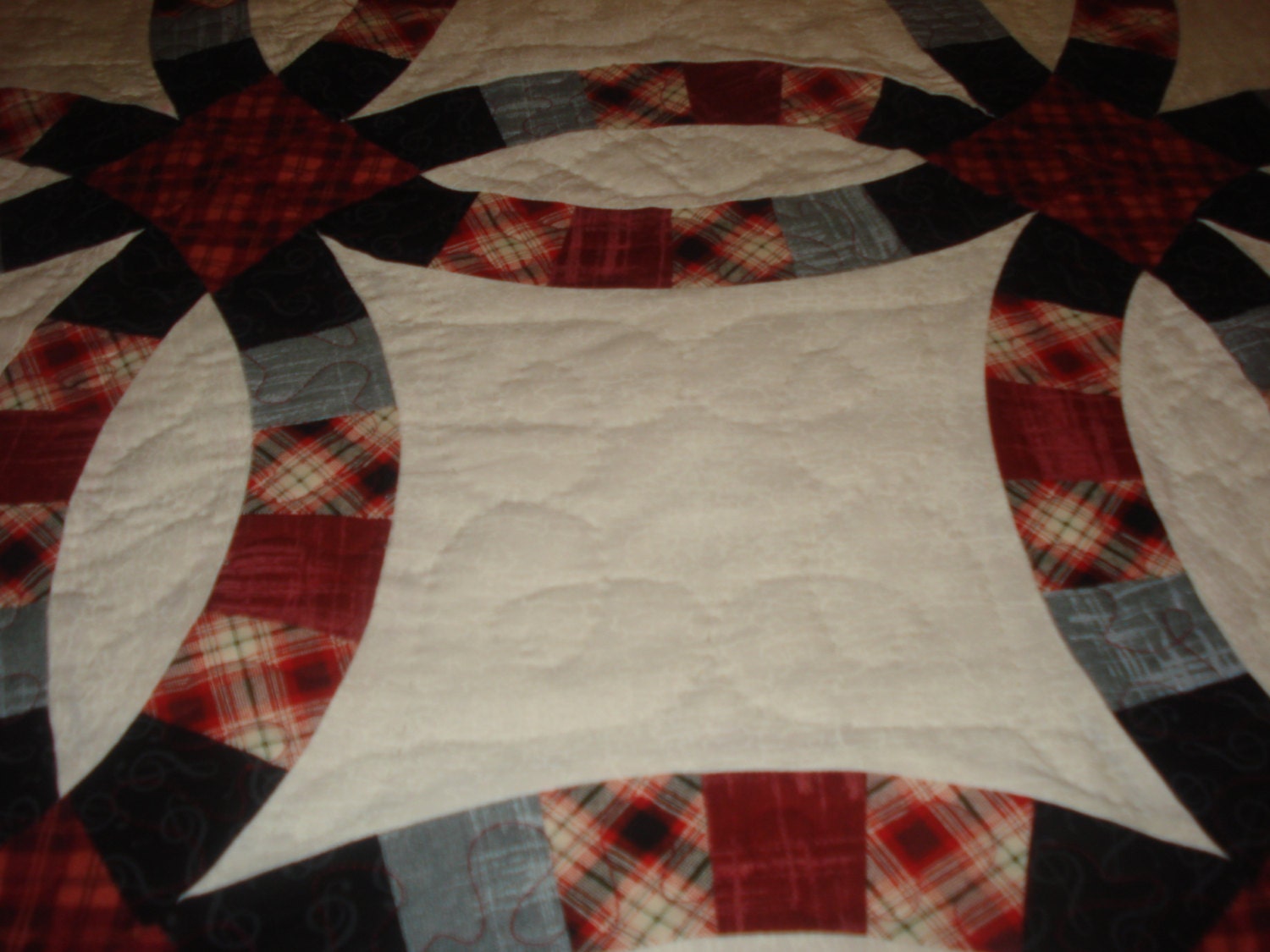 Double Wedding Ring Quilt Queen Hand Quilted Etsy