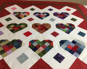 56” Happy Valentines Day stipple quilted wall hanging/table topper/lap quilt