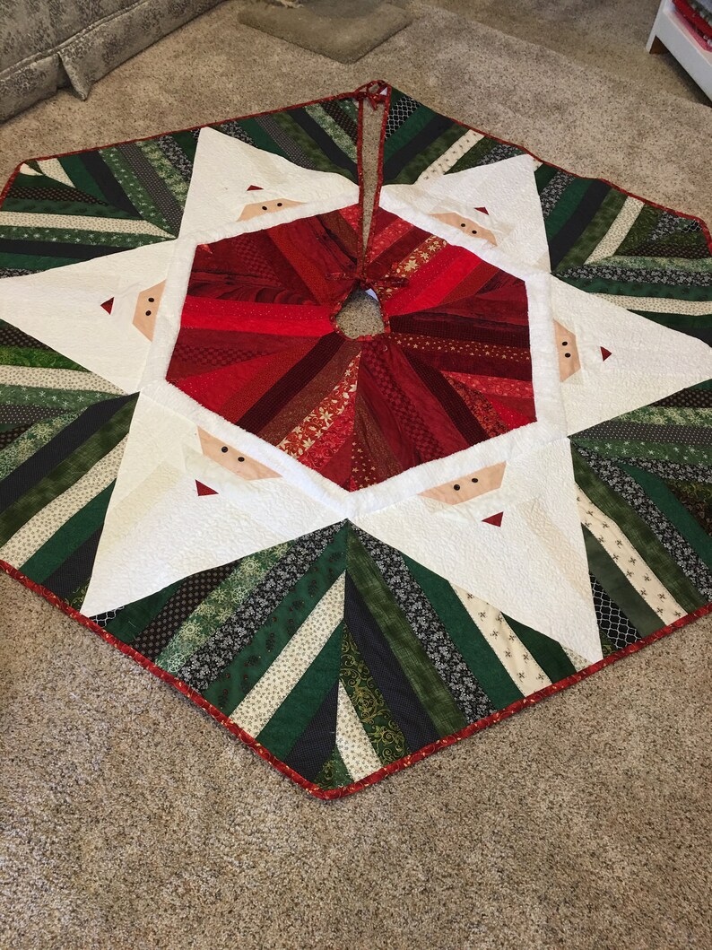 80 Inch Large Jelly Roll Santa Christmas Tree Skirt Stipple Etsy