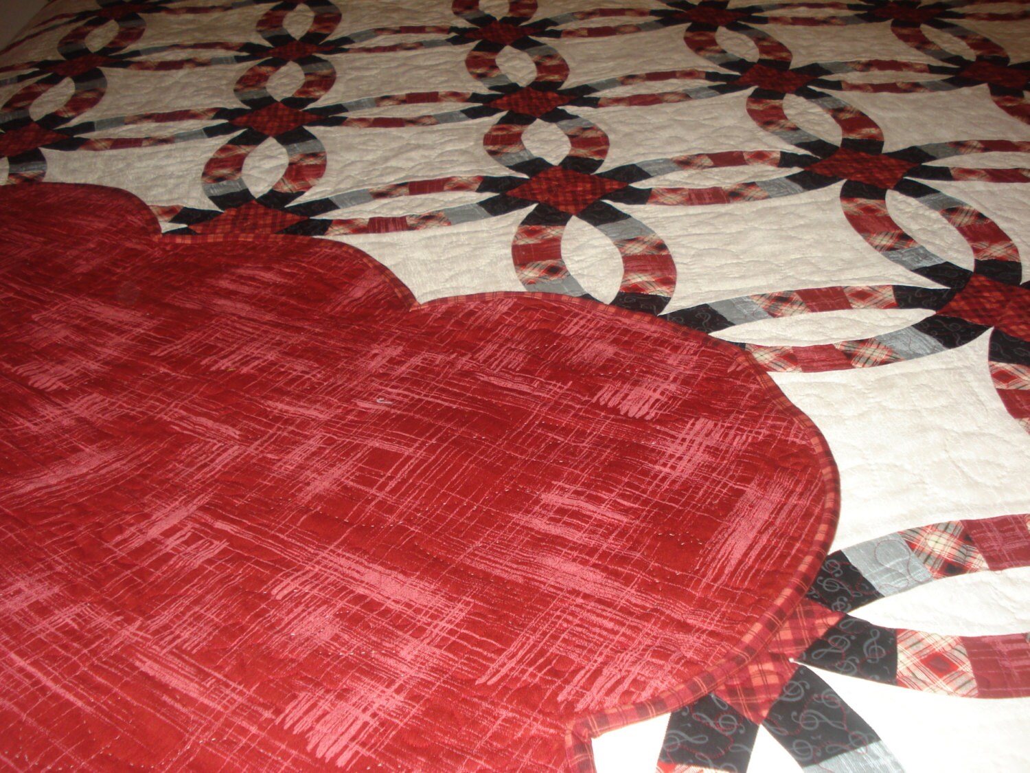 Double Wedding Ring Quilt Queen Hand Quilted Etsy