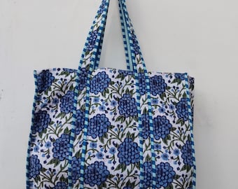Cotton Printed Tote Bag: Floral Shoulder Bag, Eco-Friendly Grocery Shopping Gift for Her