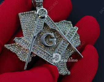 Freemason G Compass Pendant Moissanite 925 Silver Masonic Necklace Gift
