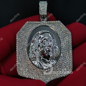 925 Sterling Silver Moissanite Test Passer Unisex Benjamin Franklin Pendant 925 Sterling Silver Charm Pendant,  Christmas Gift