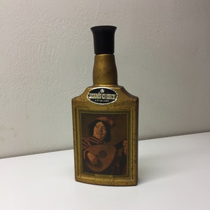 Beam&#39;s Choice Decanter, The Jester by Frans Hals decanter, Gold decanter, mid-century bottle