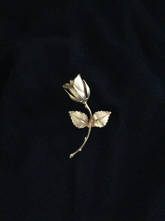 Rose pin, Giovanni by Longcraft pin, 24K gold pla… - image 1