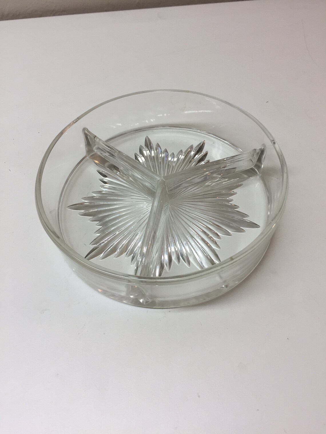 Vintage divided relish dish Starburst bottom Etsy