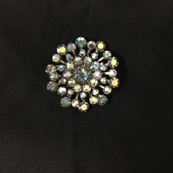 Vintage Aurora Borealis Brooch, 1950's Starburst B