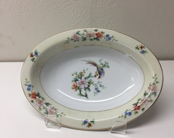 Vintage oval serving bowl, Songbird pattern, Heinrich, 1920's,  Vintage bowl, Vintage china, Bavarian china, Dinnerware