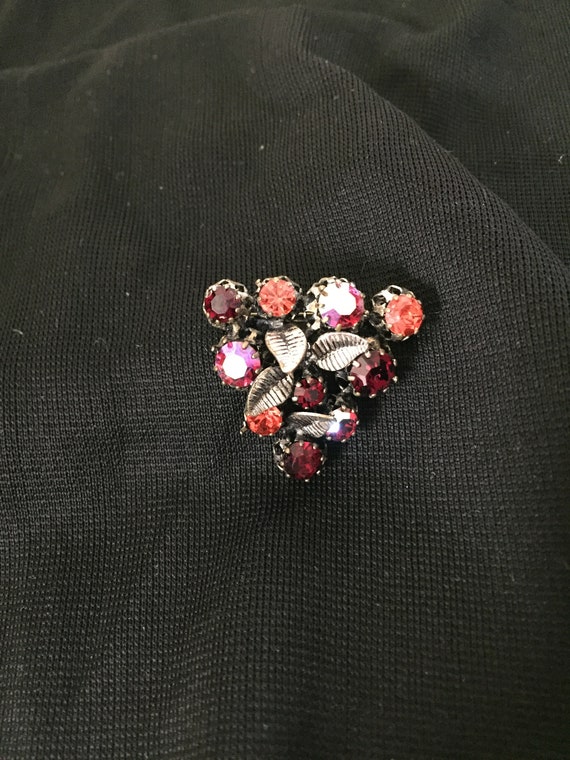 Vintage brooch, Made in Austria, Red Rhinestones - image 2