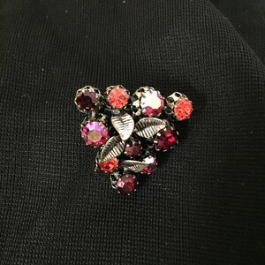 Vintage brooch, Made in Austria, Red Rhinestones