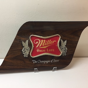 Vintage Lighted Miller High Life Beer Sign,  Called Wall Wave or Scroll Style