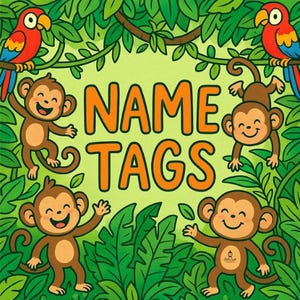 Jungle Classroom Name Plates | Desk, Cubbies, or Student Labels | Jungle Theme Teacher Printables | Digital Download