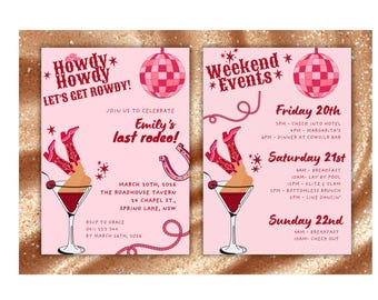 Cowgirl invitation, hen's party, bachelorette party, invitation, cowgirl hen's party, cowgirl theme, last rodeo, hens party invitation