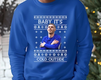 Sweatshirt baby het is koud buiten, Cole Palmer kersttrui, kerstcadeau voetballiefhebbers, Cole Palmer-trui, feestelijke ronde hals