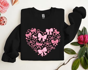 Sweat coquette coeur Saint-Valentin, sweat-shirt ras du cou Saint-Valentin avec noeud, t-shirt Saint-Valentin pour femme, joli cadeau de Saint-Valentin