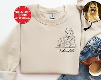 Sweatshirt met aangepaste hondenfoto, gepersonaliseerde trui met foto van huisdier, cadeau voor eigenaren, huisdierportret van foto ronde hals, cadeau voor hondenliefhebbers