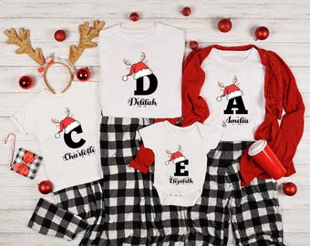 Personalized Family Christmas Shirts, Matching Family Christmas Shirt, Custom Family Name Tshirt, Winter Festive Shirt, Cute Holiday Outfit