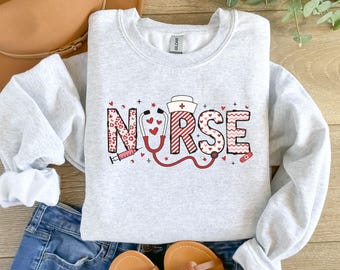 Sweat infirmière Saint-Valentin, chemise Vday infirmière USIN, pull ras du cou de la Saint-Valentin d'allaitement, cadeau de la Saint-Valentin pour nouvelle infirmière, cadeau d'appréciation pour infirmière