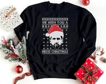 Sweat de Noël Messi, Sweat de Noël Messi Lovers, Je vous souhaite un Noël Messi, Sweat de Noël drôle, Pull à col rond de vacances