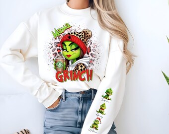 Personalized Mama Grinch Sweatshirt, Ugly Christmas Mom Sweatshirt, Kids Names Mama Sweatshirt, Custom Grinchmas Sweatshirt, Mom Xmas Gift