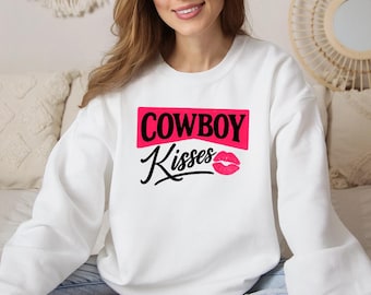 Sweat-shirt Cowboy Kisses Saint-Valentin, col rond Western Love, pull country Saint-Valentin, pull à capuche Saint-Valentin, cadeau Saint-Valentin