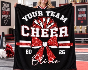 Personalized Cheer Blanket,Custom Team Name & Cheerleader Name,Senior Night Cheer Gift,Cheer Team Banquet Gift,Graduation Keepsake