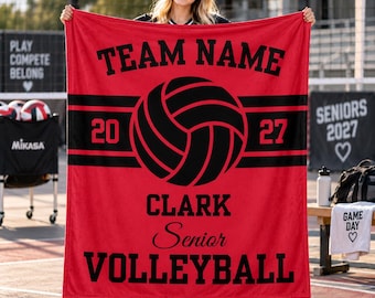 Custom Volleyball Blanket,Personalized Senior Volleyball Gift,Team Name & Number Blanket,Volleyball Senior Night Gift,Volleyball Player Gift