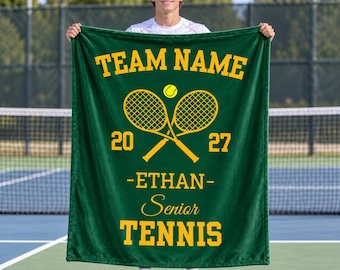 Personalized Tennis Senior Blanket,Custom Player Name & Team Gift,Senior Night Tennis Gift,Tennis Banquet Graduation Keepsake for Athletes