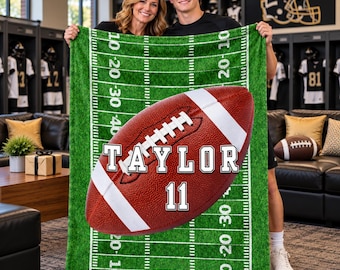 Personalized Football Blanket,Custom Player Name & Jersey Number,Senior Night Football Gift,Football Mom Gift,Team Banquet Keepsake for Son