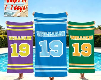 Personalized Team Beach Towel,Custom Softball,Baseball Hockey Sport Towel,Swim Team Gift,School Team,Custom Team Gift