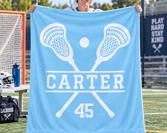 Personalized Lacrosse Blanket,Custom Player Name & Number,Lacrosse Senior Night Gift,Team Banquet Gift,Graduation Keepsake for Athletes