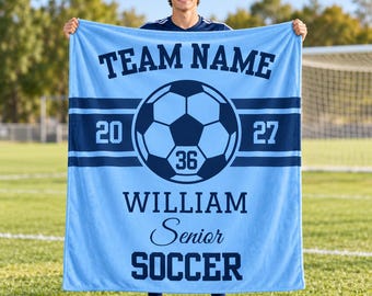 Personalized Soccer Blanket,Custom Team Name & Player Number,Soccer Senior Night Gift,Team Banquet Gift,Graduation Keepsake for Players
