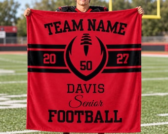 Personalized Football Blanket,Custom Team Name & Jersey Number,Football Senior Night Gift,Team Banquet Gift,Graduation Keepsake for Player