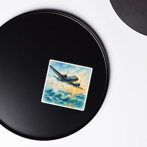 Airplane Ocean Flight Watercolor Magnet