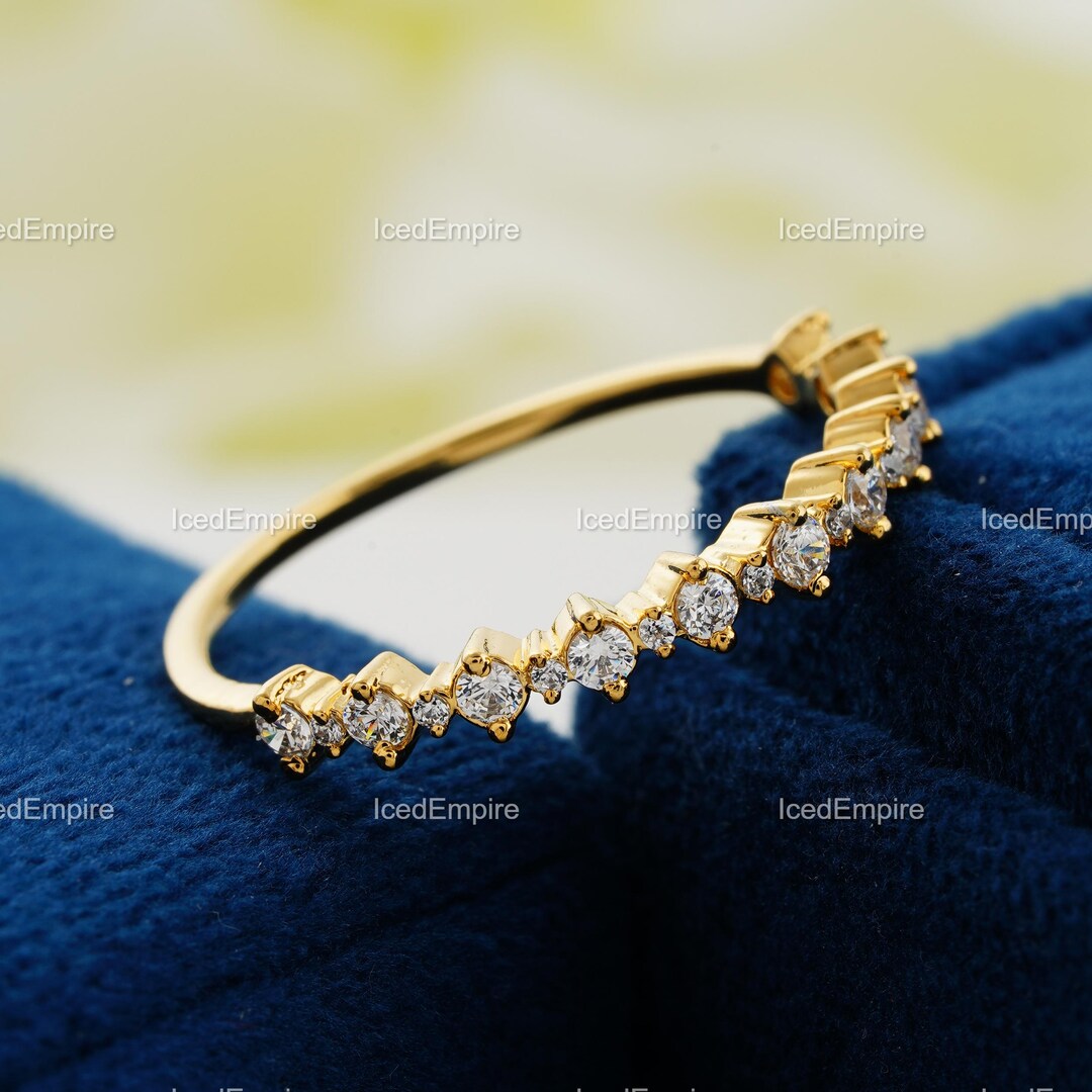 Simple Full Diamond Rings Simple Diamond Ring, Thin Diamond Ring, 10k/14k Gold Stack Ring, Half ...