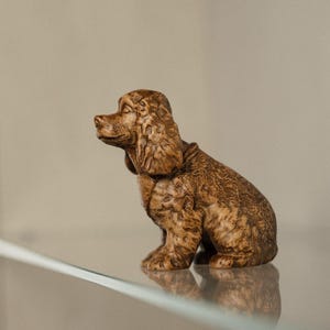 Handcrafted Wooden Cocker Spaniel Figurine Dog Lovers Gift Natural Wood Pet Sculpture Rustic Home Decor Handmade Dog Statue