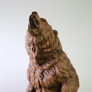 Wooden Bear Figurine Hand Carved Animal Decor Natural Wood Sculpture