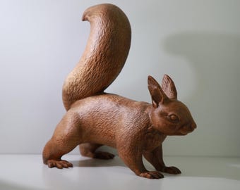 木製のリスの彫刻、リス愛好家、動物、木彫り、手作り、手彫り、家の