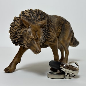 Hand Carved Wooden Wolf Figurine Animal Figurine Shelf Decor Wooden Wolf Sculpture Unique Gift for Wildlife Lovers Animal Wood Carving
