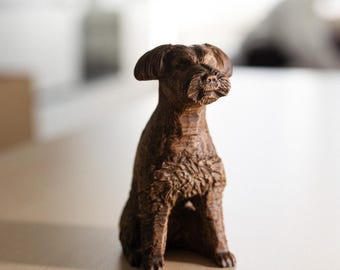 Schnauzer Dog Figurine — Hand Carved Wooden Dog Sculpture — Animal Wood Carving
