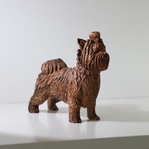 Wooden Yorkshire Terrier Girl Figurine Hand Carved Dog Statue Unique Gift for Dog Lovers Natural Wood Pet Decor Handmade Dog Sculpture
