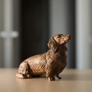 Hand Carved Wooden Long Haired Dachshund Figurine Unique Dog Lovers Gift Natural Wood Pet Decor Handmade Dog Sculpture Animal Art