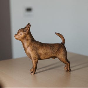 Hand Carved Wooden Chihuahua Dog Figurine Unique Gift for Dog Lovers Natural Wood Pet Decor Handmade Dog Sculpture Home Shelf Decor