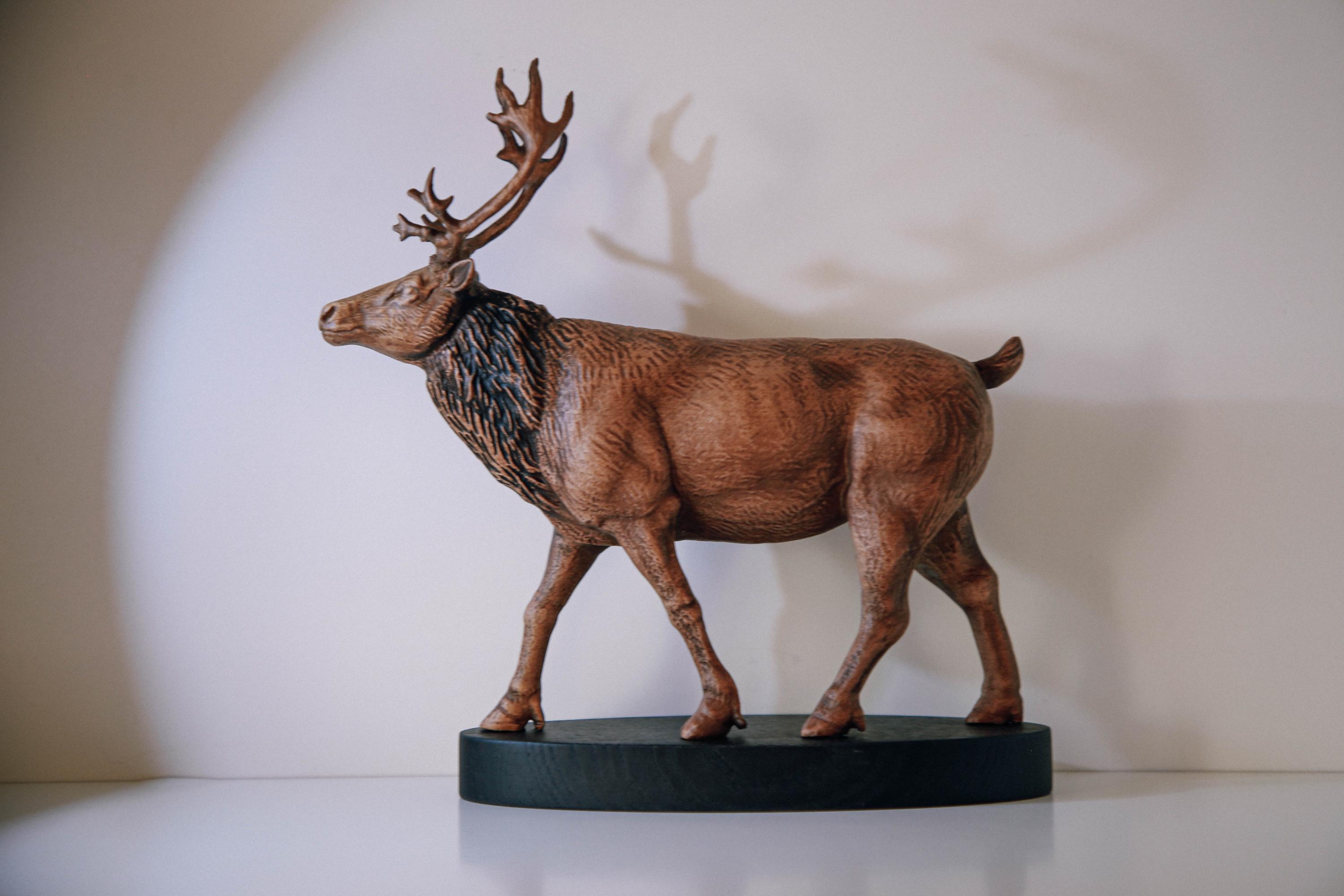 鹿 彫刻 木製 珍品 神鹿 木製彫刻 太田昭夫作 日展作家 奈良一刀彫