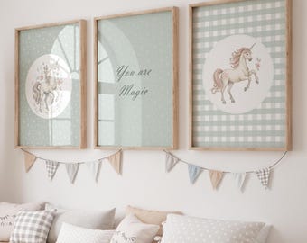 Vintage Unicorn Wall Art • Mint Boho Nursery Decor (Digital Download)