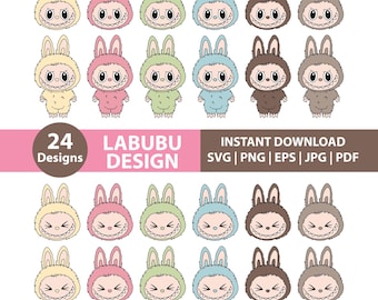 Labubu Designs SVG Bundle, Labubu Clipart, Labubu PNG, Cartoon Character SVG, Cricut Cut Files, Cute Labubu Vector, Digital Download