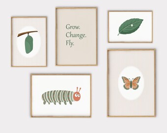Butterfly Life Cycle Art Print Set - Educational Nursery Decor (Digital Download)