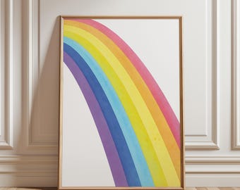 Watercolor Rainbow Nursery Print: Playroom Wall Art (Digital Download)